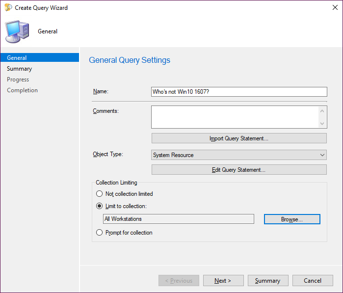 SCCM Query For Windows 10 Versions Less Than 1607 – Metalhead Tech